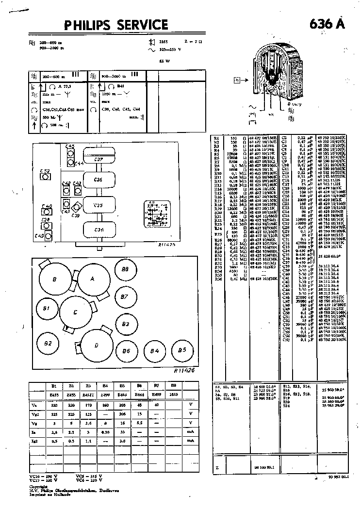PHILIPS 636A service manual (1st page)