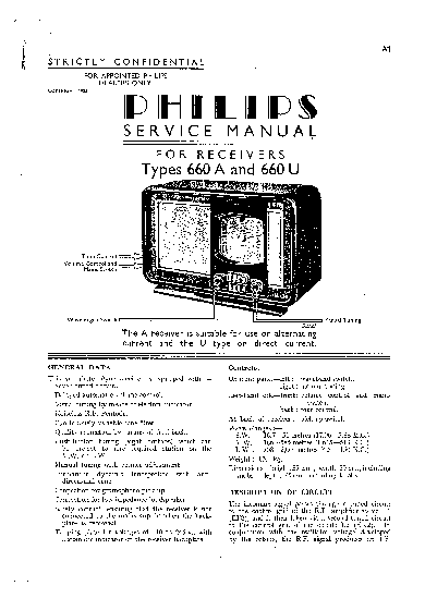 PHILIPS 660A 660U AC AC-DC RADIO 1938 SM service manual (1st page)