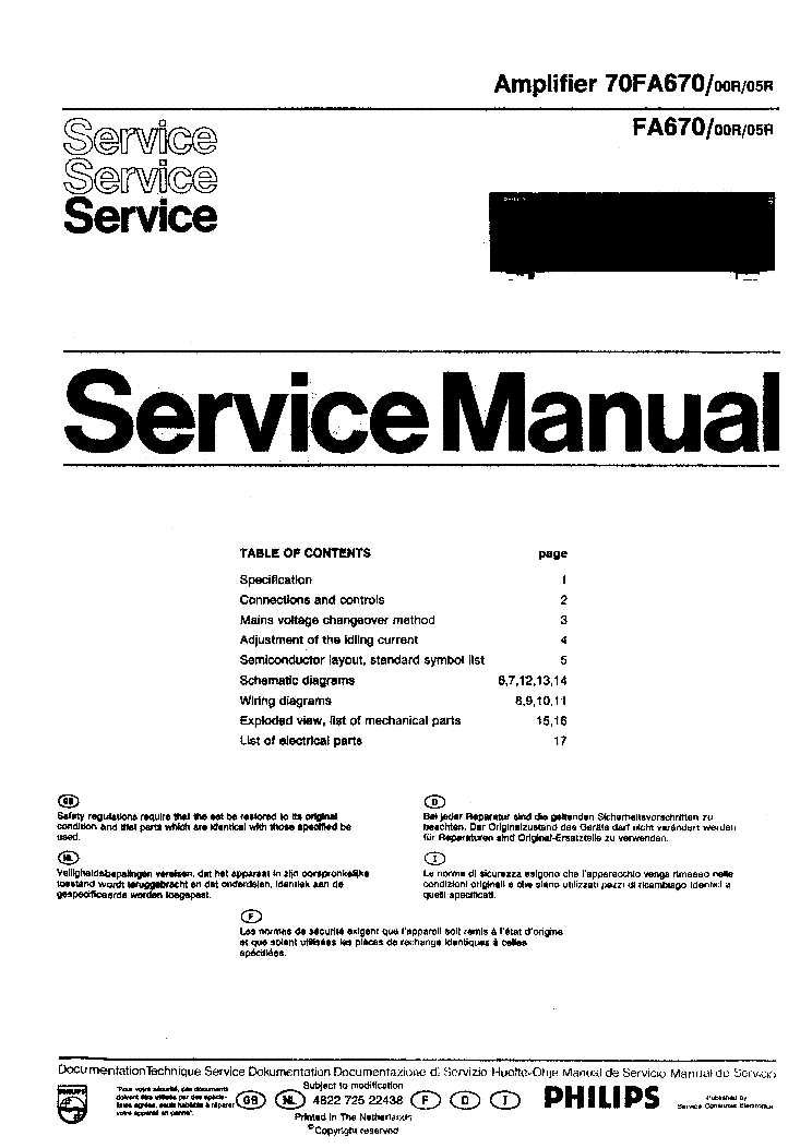 PHILIPS 70FA670 FA670 SM service manual (1st page)