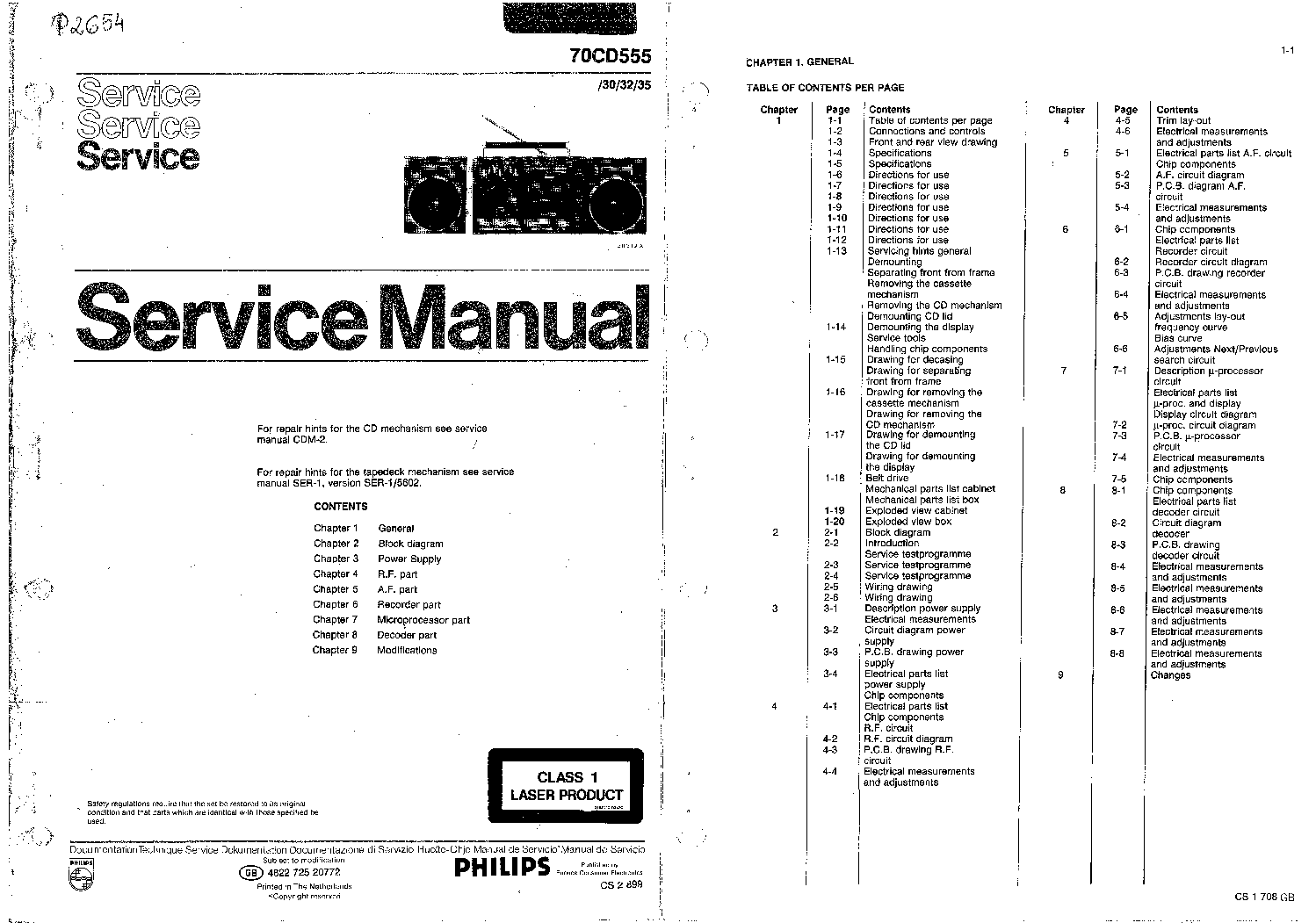 PHILIPS 70CD555 30 32 35 service manual (1st page)