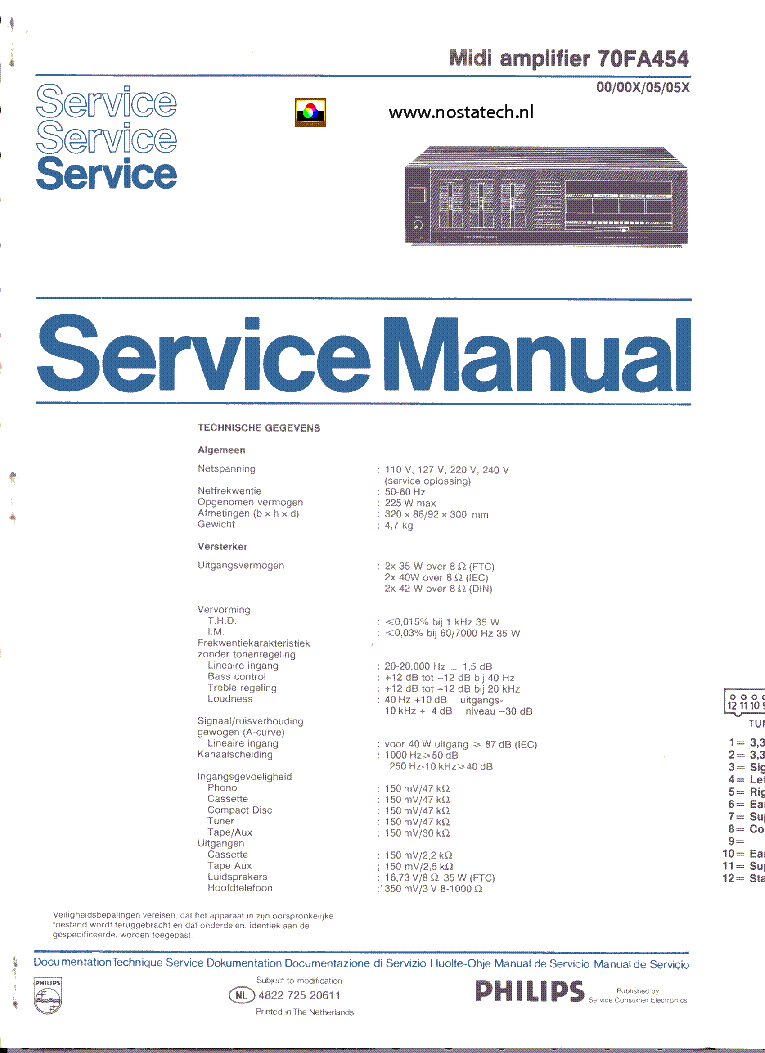 PHILIPS 70FA454 service manual (1st page)