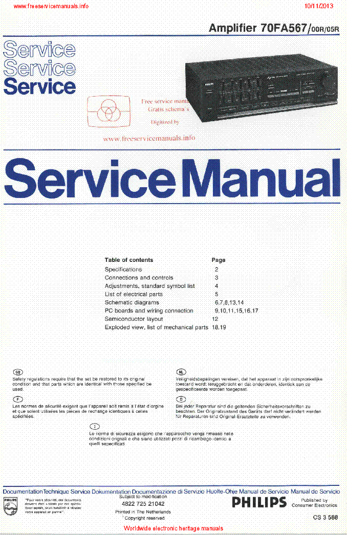 PHILIPS 70FA567 SM service manual (1st page)