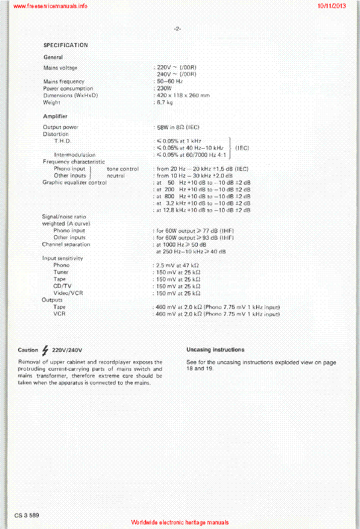 PHILIPS 70FA567 SM service manual (2nd page)