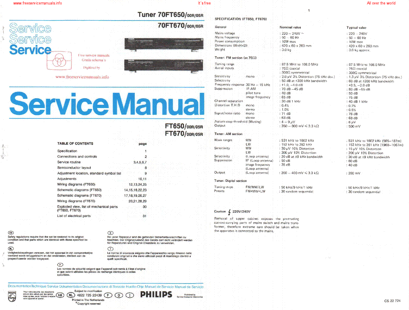 PHILIPS 70FT650 70FT670 SM service manual (1st page)