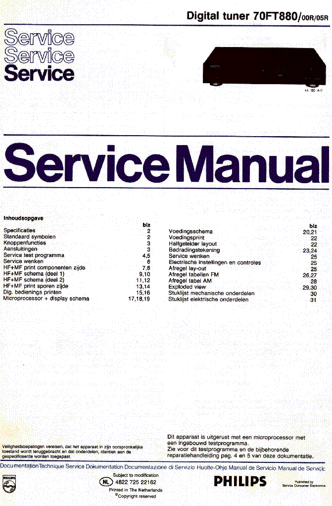 PHILIPS 70FT880 service manual (1st page)