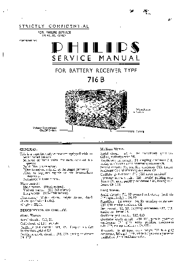 PHILIPS 716B BATTERY RADIO 1937 SM service manual