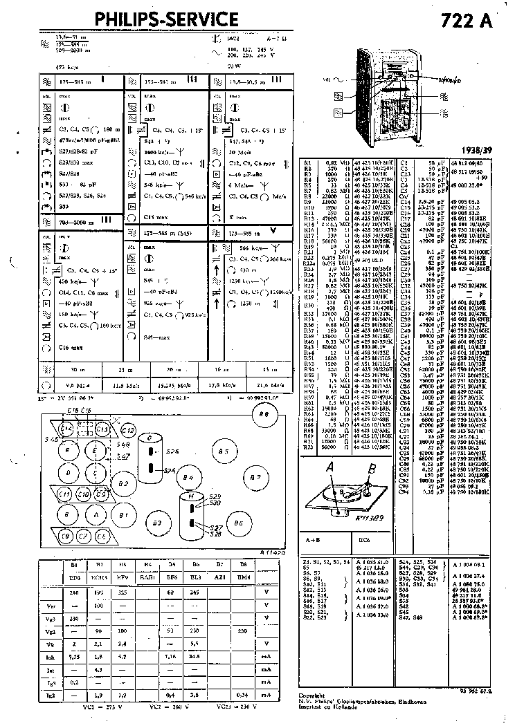 PHILIPS 722A service manual (1st page)