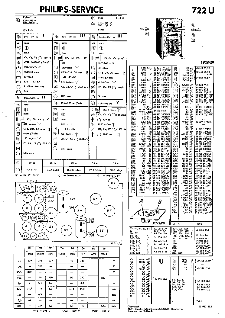 PHILIPS 722U service manual (1st page)