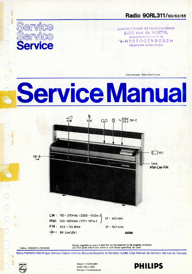PHILIPS 90RL311-60-62-65 SM service manual (1st page)