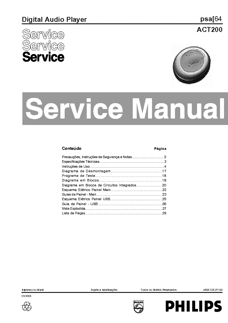 PHILIPS ACT200 SM service manual (1st page)