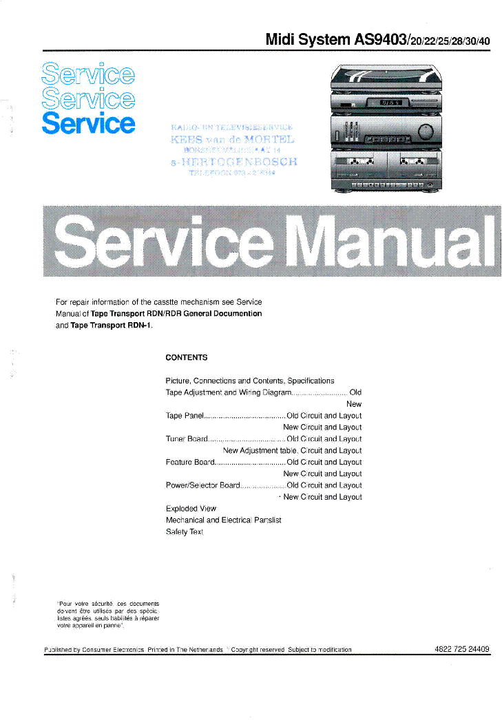 PHILIPS AS9403 SM service manual (1st page)