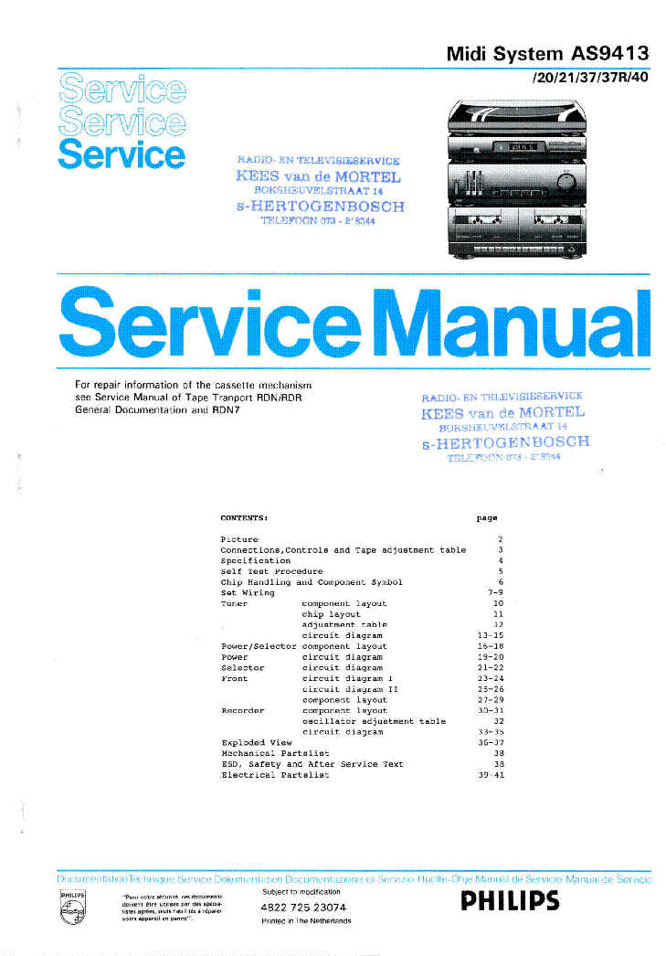 PHILIPS AS9413-20-21-37-R-40 SM service manual (1st page)