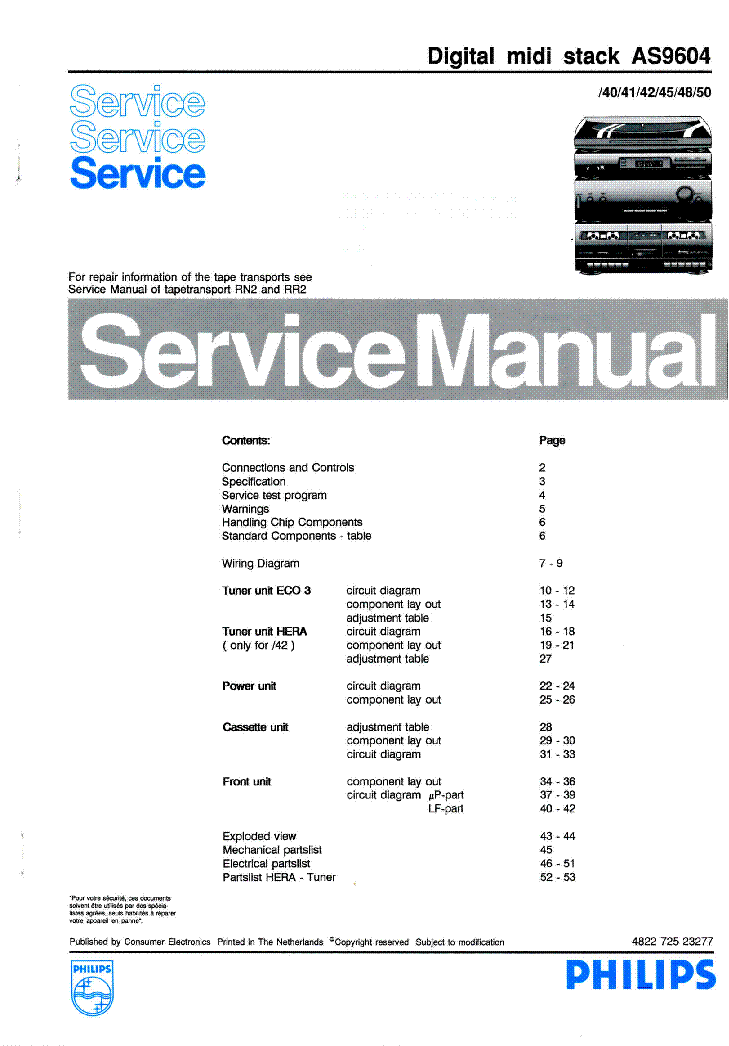 PHILIPS AS9604 service manual (1st page)