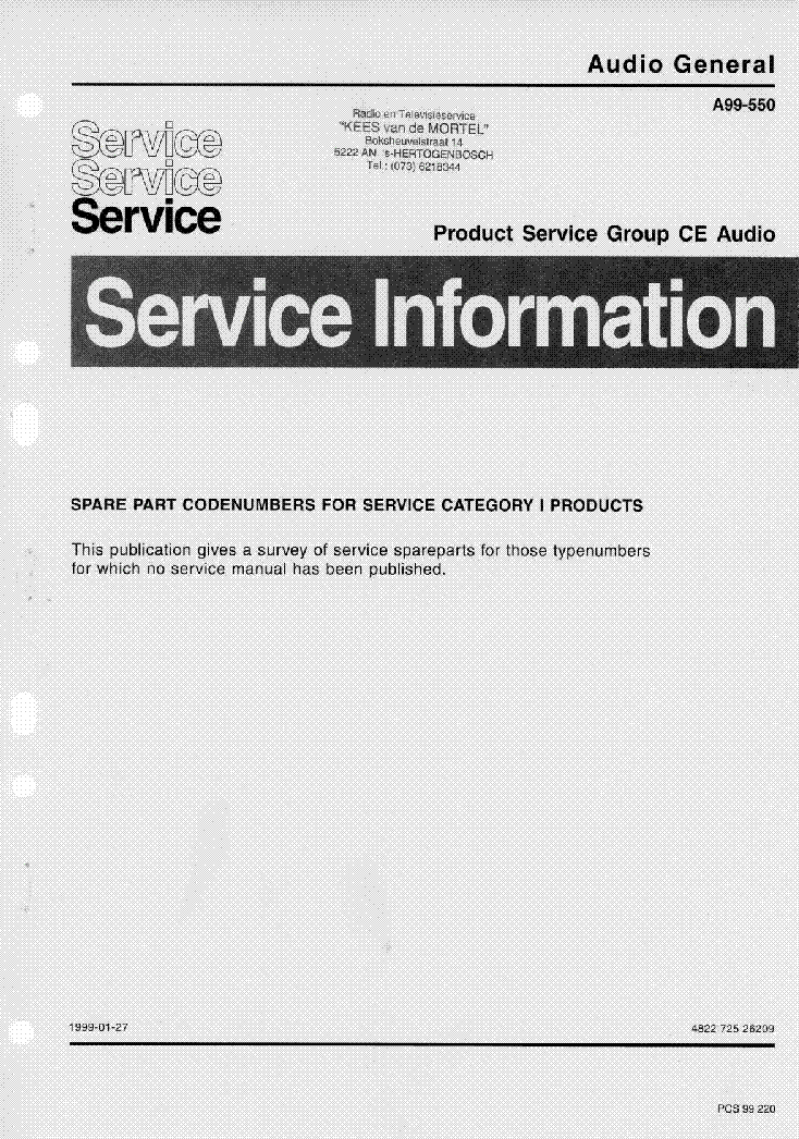 PHILIPS AUDIO GENERAL A99-550 service manual (1st page)