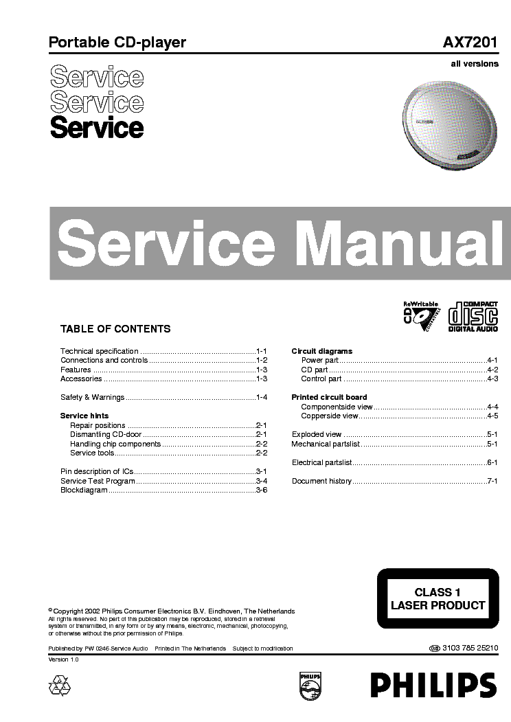 PHILIPS AX7201 service manual (1st page)