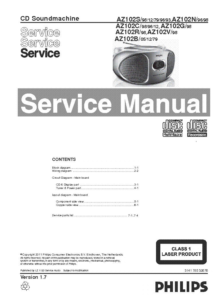 PHILIPS AZ102 service manual (1st page)