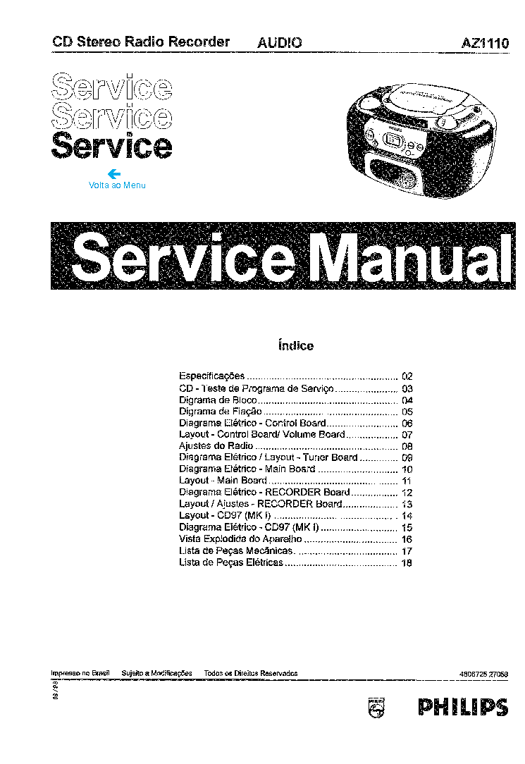 PHILIPS AZ1110-1 SM service manual