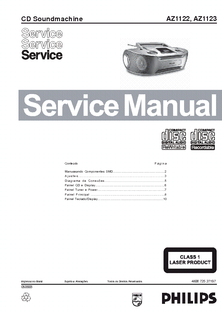 PHILIPS AZ1122 AZ1123 SM service manual (1st page)