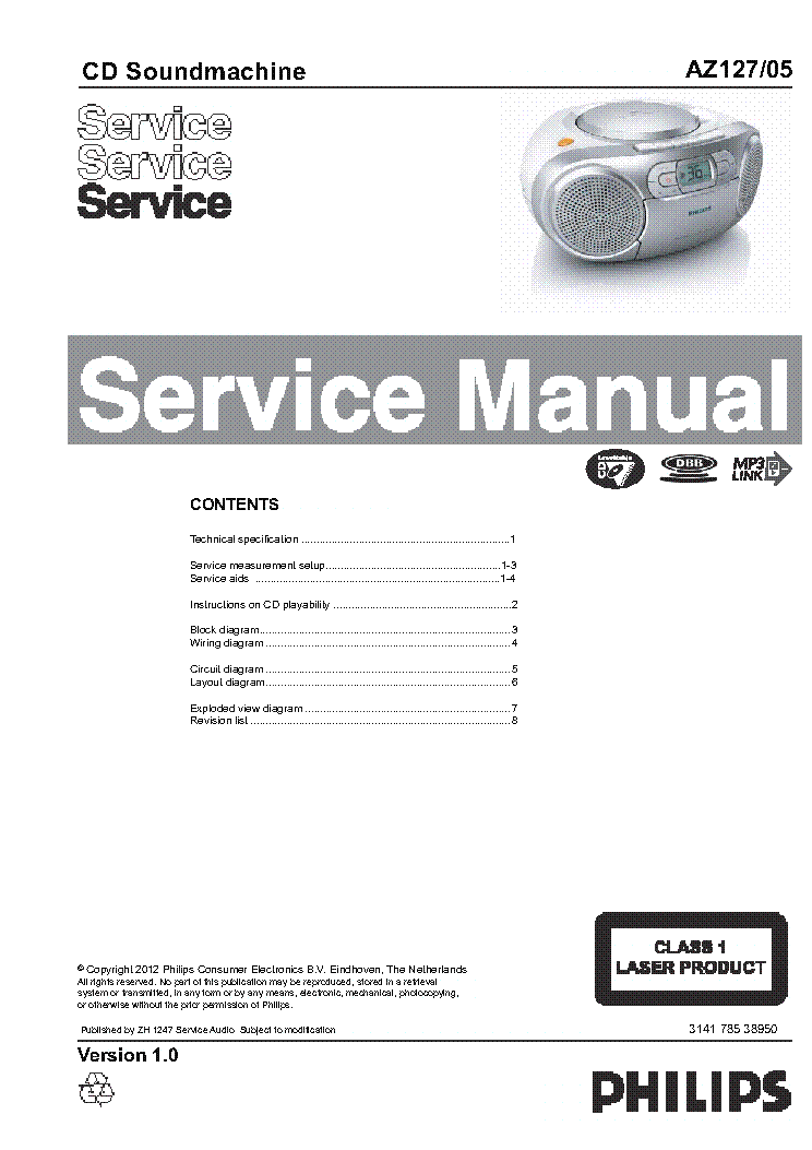 PHILIPS AZ127-05 VER.1.0 service manual (1st page)