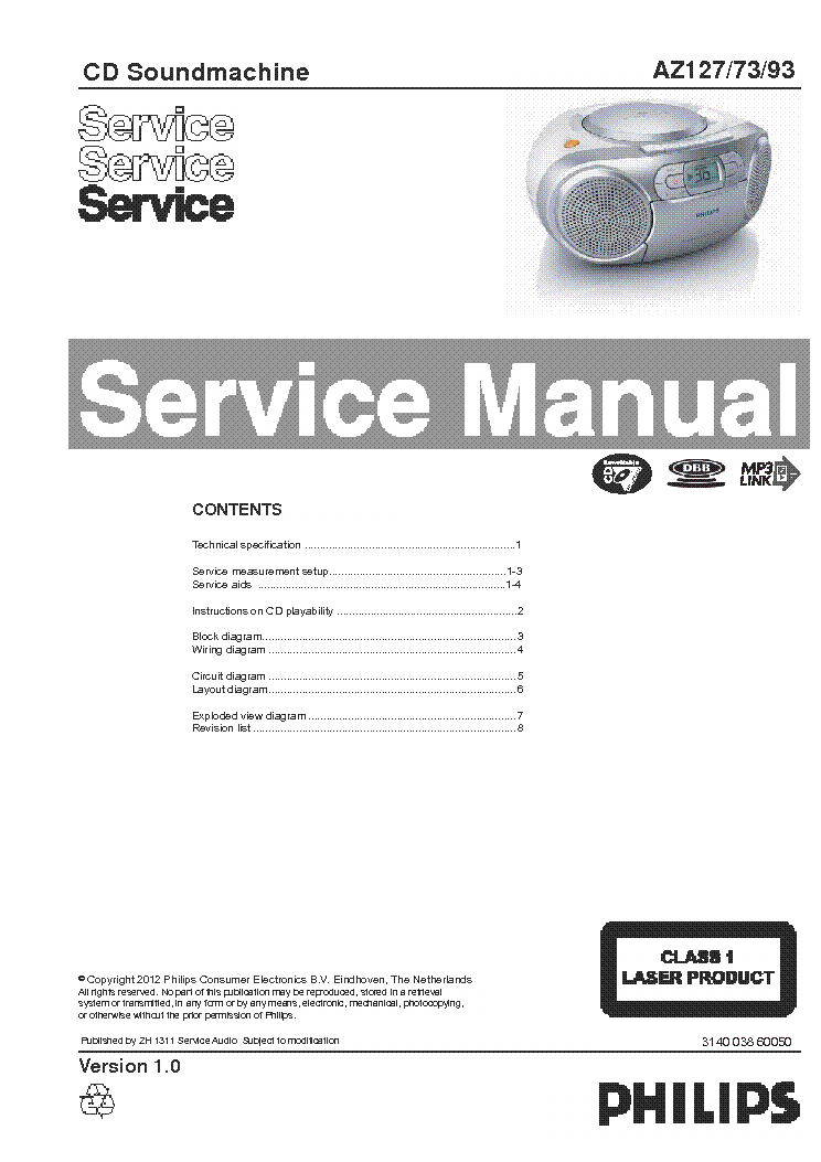 PHILIPS AZ127 73 93 service manual (1st page)