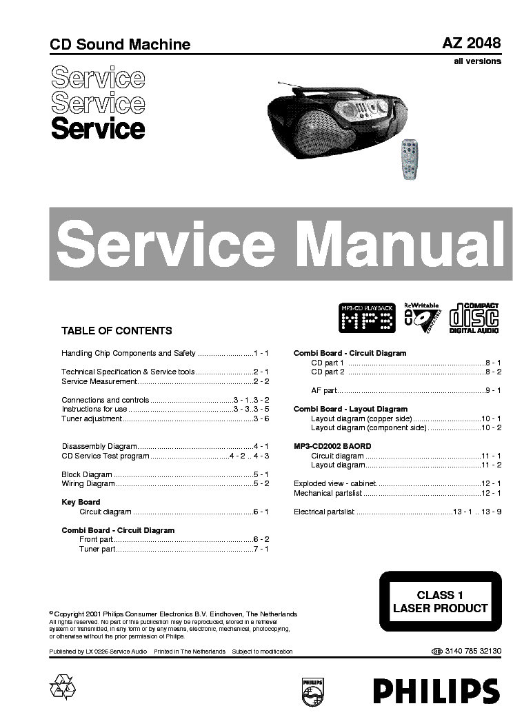 PHILIPS AZ2048 service manual (1st page)