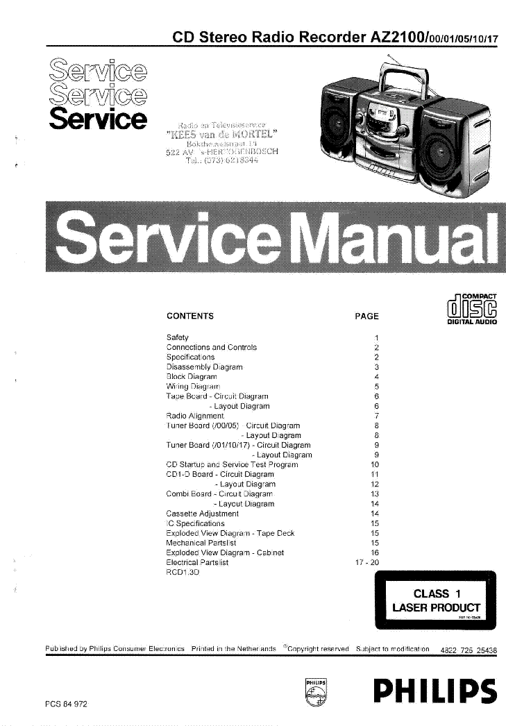 PHILIPS AZ2100 SM service manual (1st page)