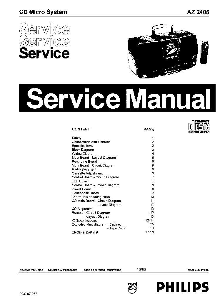 PHILIPS AZ2405 SM service manual (1st page)