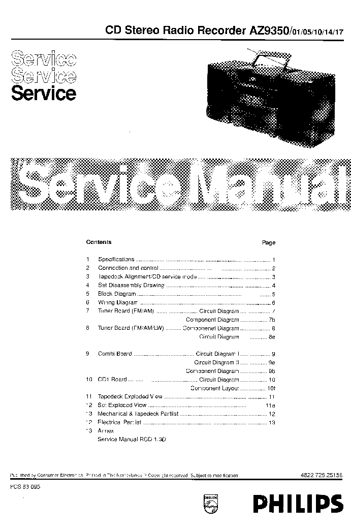 PHILIPS AZ9350-01-05-10-14-17 CDC-834 SM service manual (1st page)