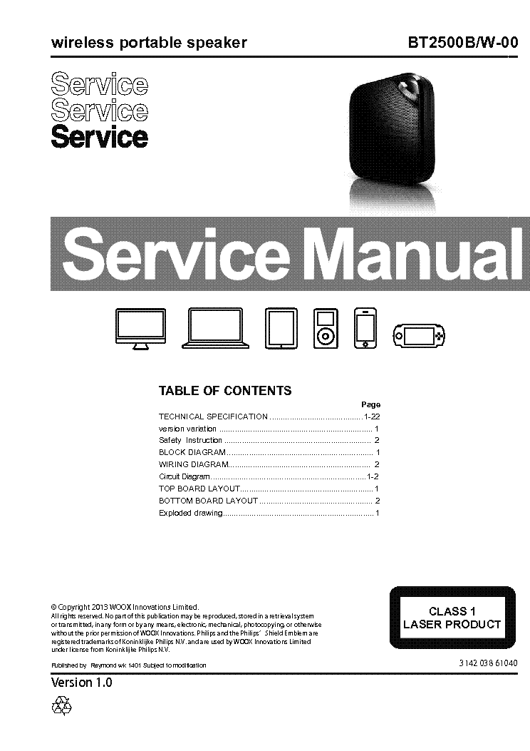 PHILIPS BT2500B VER.1.0 service manual (1st page)