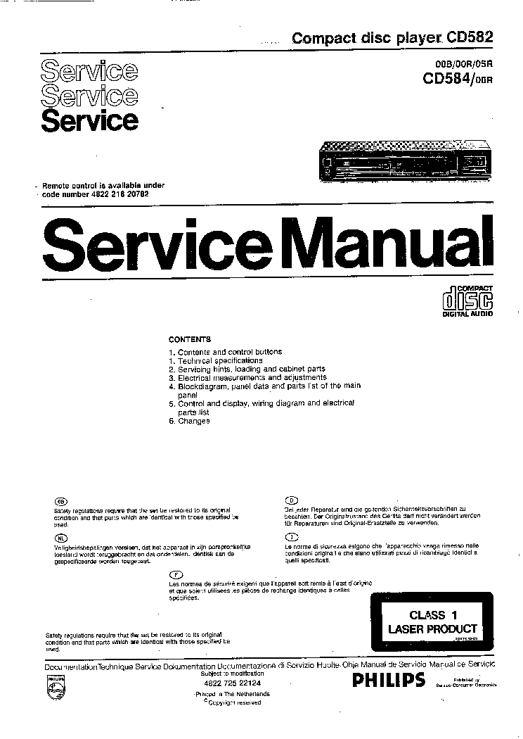 PHILIPS CD582-00B-00R-05R CD584-00R SM 2 service manual (1st page)