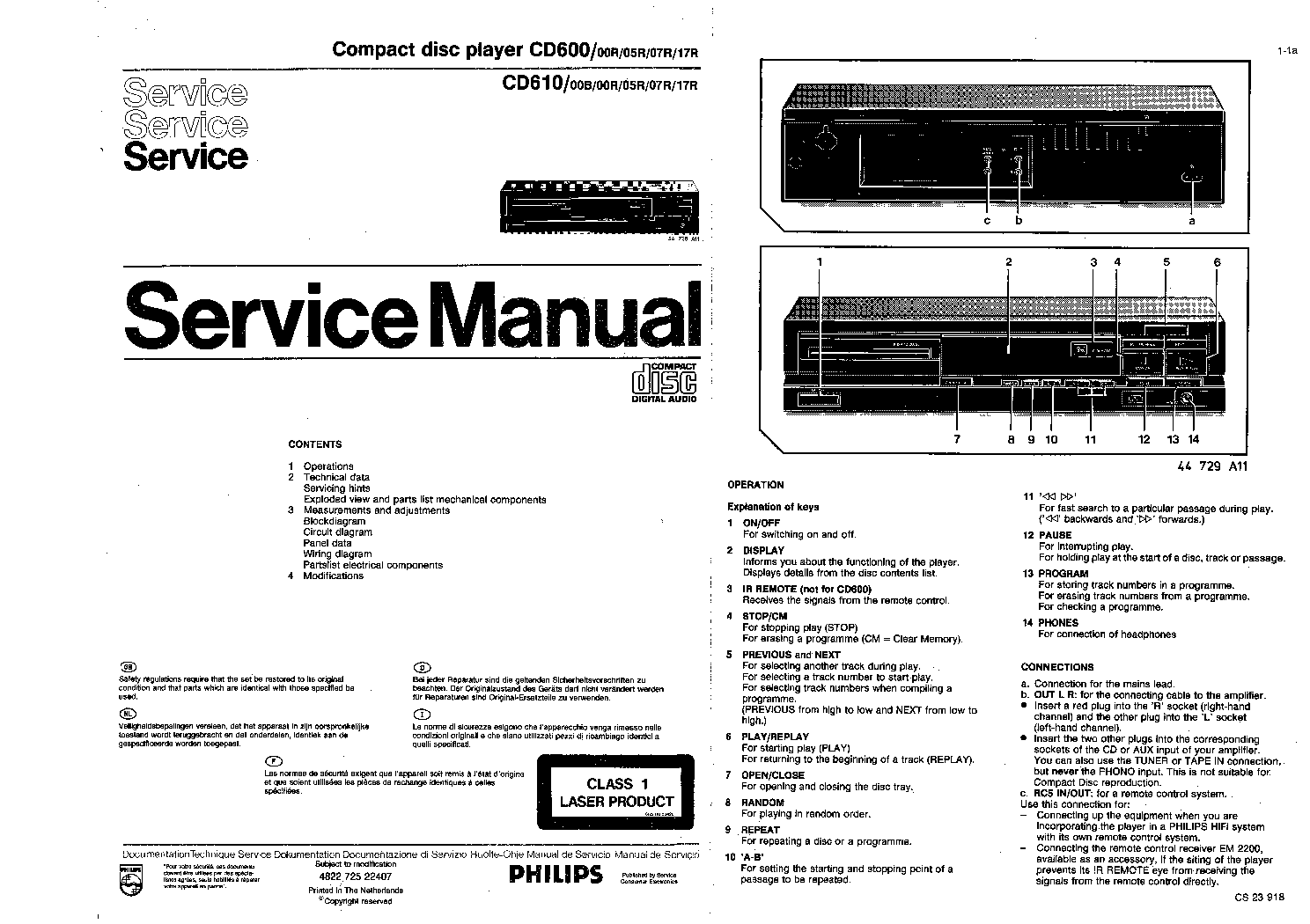 PHILIPS CD600-00R-05R-07R-17R CD610-00B-00R-05R-07R-17R SM service manual (1st page)