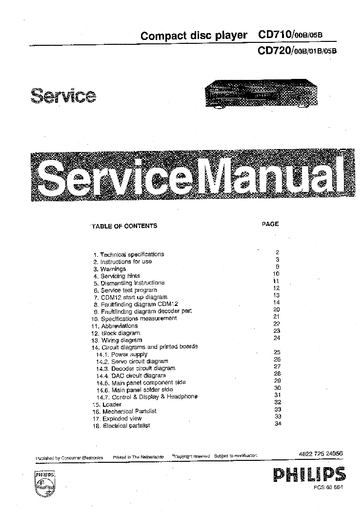 PHILIPS CD710 CD720 service manual (1st page)