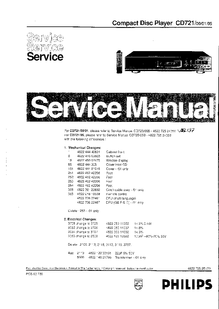 PHILIPS CD721 service manual (1st page)