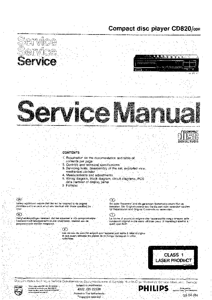 PHILIPS CD820 service manual (1st page)