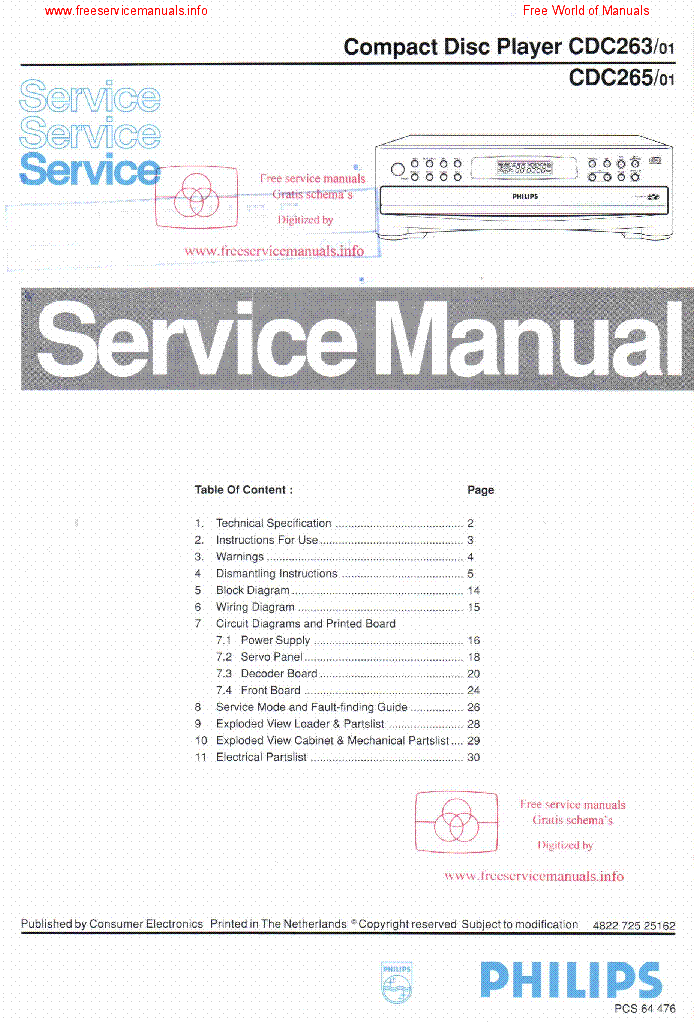 PHILIPS CDC263 CD265 SM service manual (1st page)