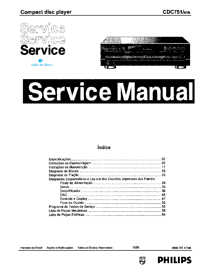 PHILIPS CDC751 01B service manual (1st page)
