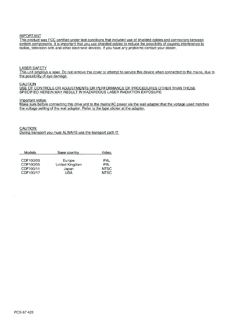 PHILIPS CDF100 SM service manual (2nd page)