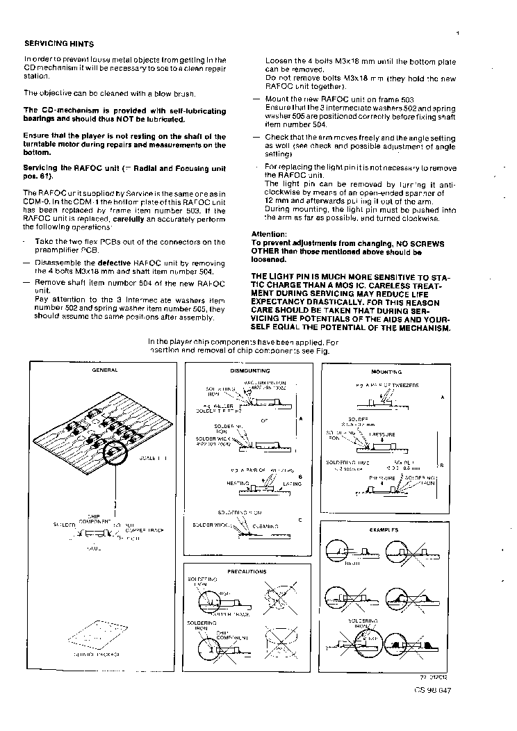 PHILIPS CDM1 CD MECHANISM service manual (2nd page)