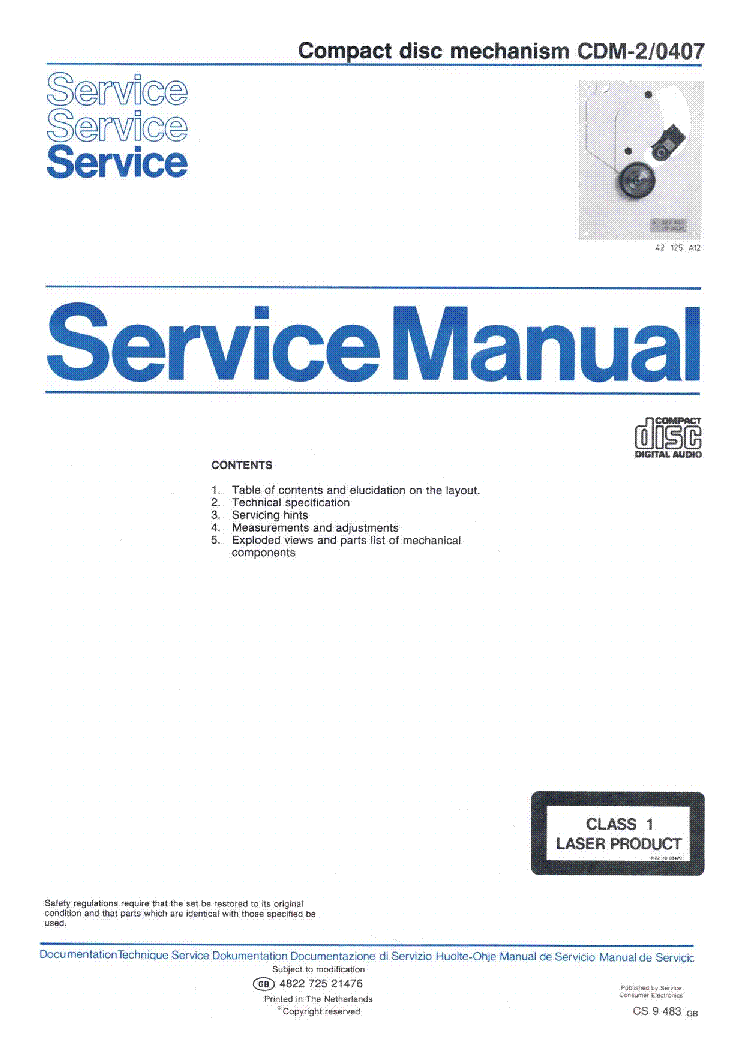 PHILIPS CDM2 0407 SM service manual (1st page)