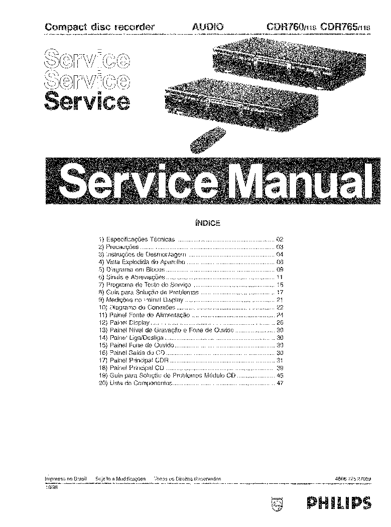 PHILIPS CDR760 CDR765 SM2. service manual (1st page)