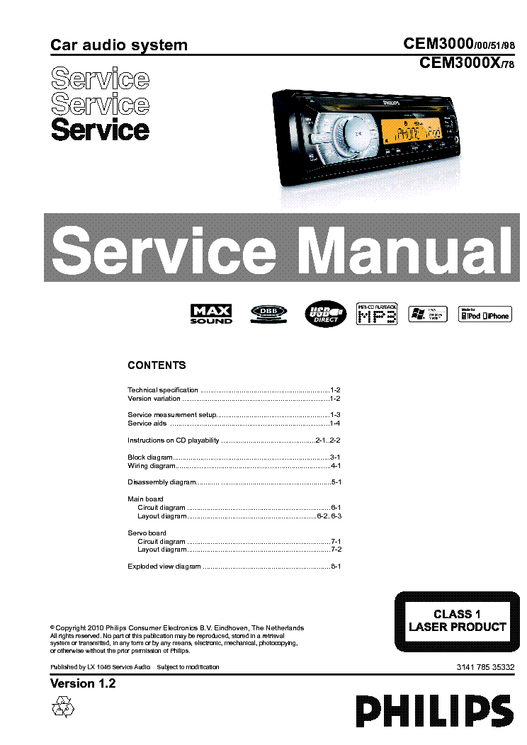 PHILIPS CEM3000 SM service manual (1st page)