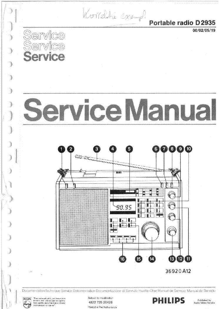 PHILIPS D2935 service manual (1st page)