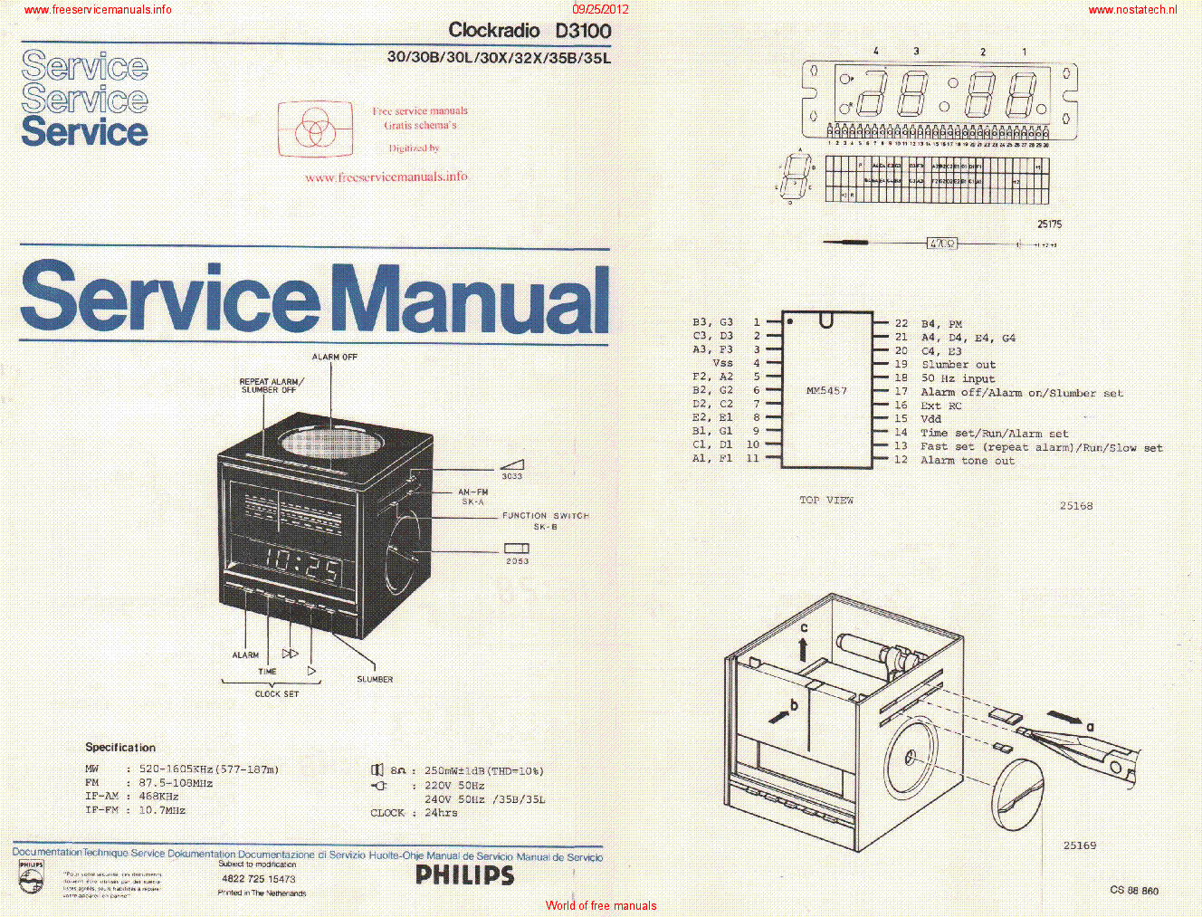 PHILIPS D3100 CLOCKRADIO service manual (1st page)