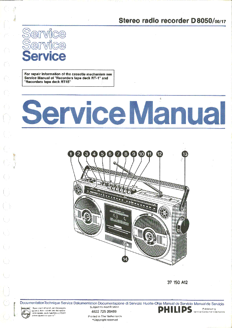 PHILIPS D8050 RADIO RECORDER SM service manual (1st page)