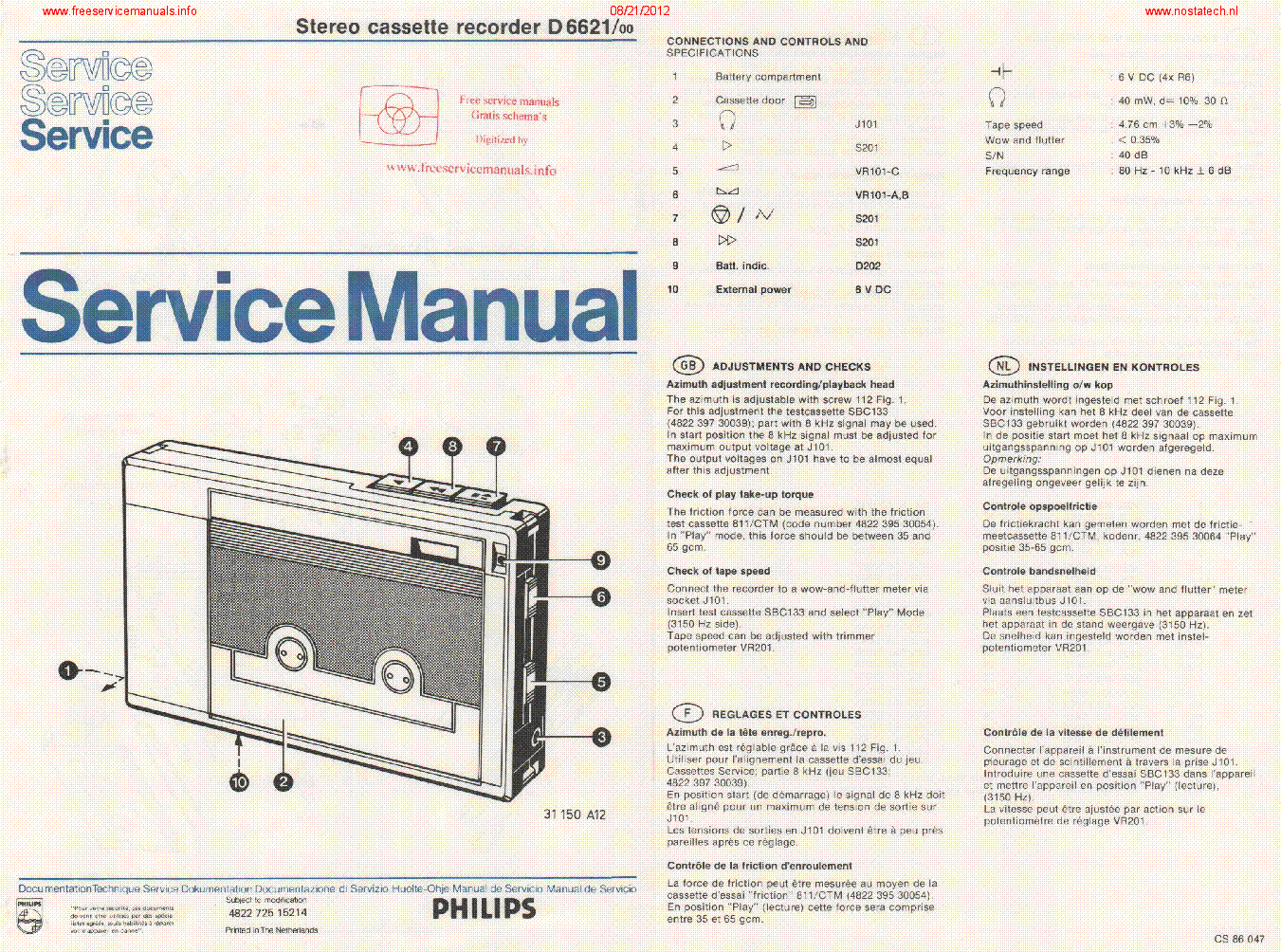 PHILIPS D 6621 service manual (1st page)
