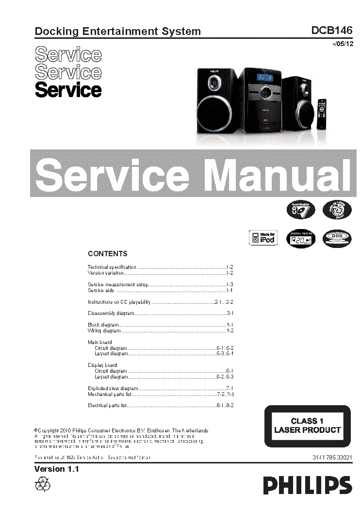 PHILIPS DCB146 VER.1.1 service manual (1st page)