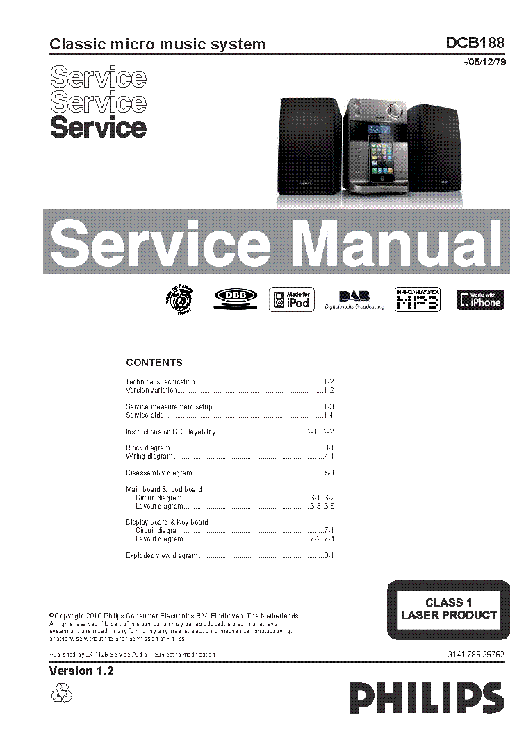 PHILIPS DCB188 VER.1.2 service manual (1st page)
