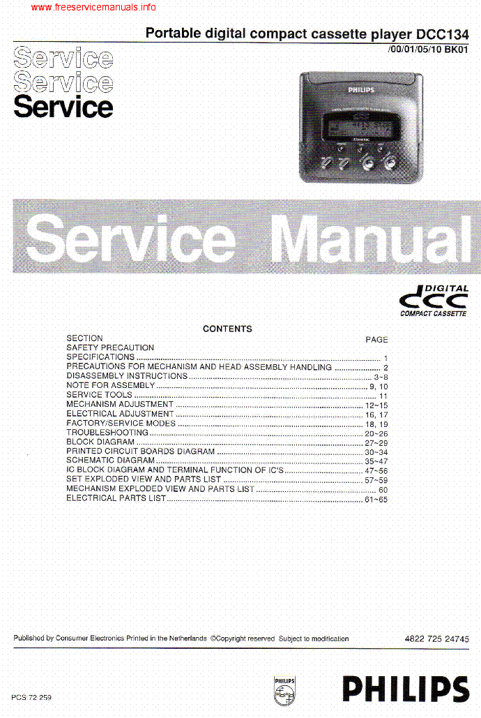 PHILIPS DCC134 service manual (1st page)