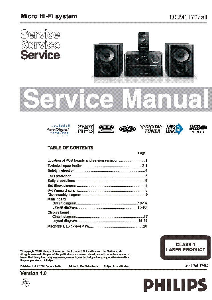 PHILIPS DCM1170 VER.1.0 service manual (1st page)