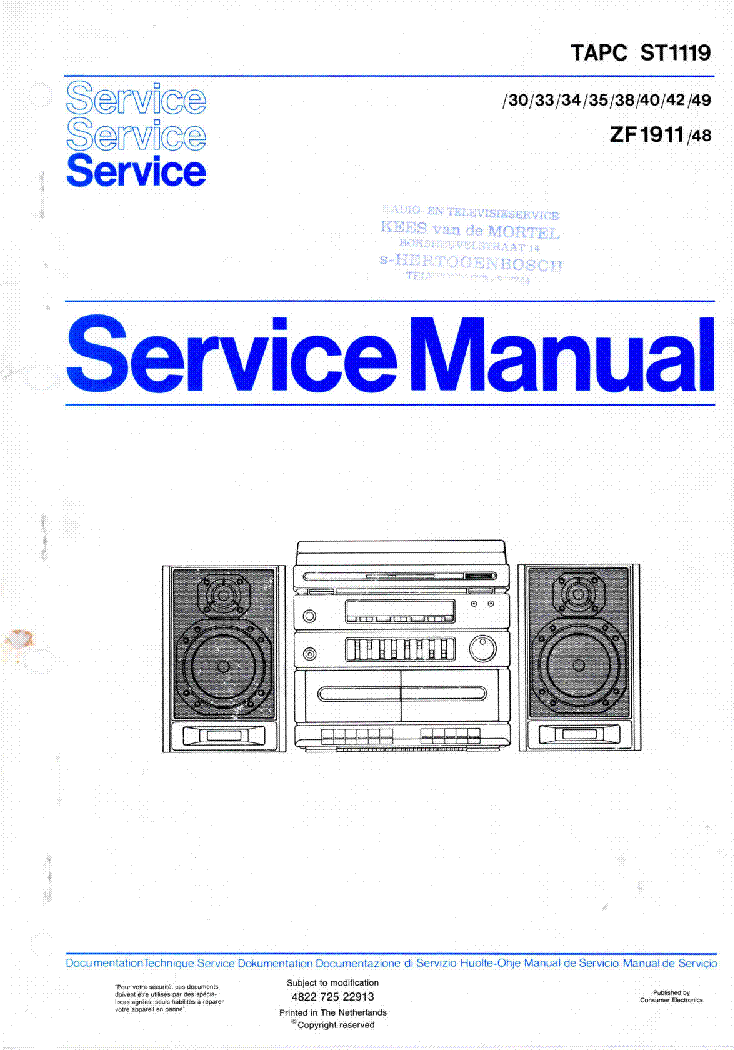 PHILIPS ERRES ST1119 ZF1911 SM SI service manual (1st page)